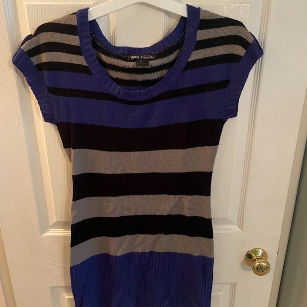 Red Paint Striped Sweater Dress